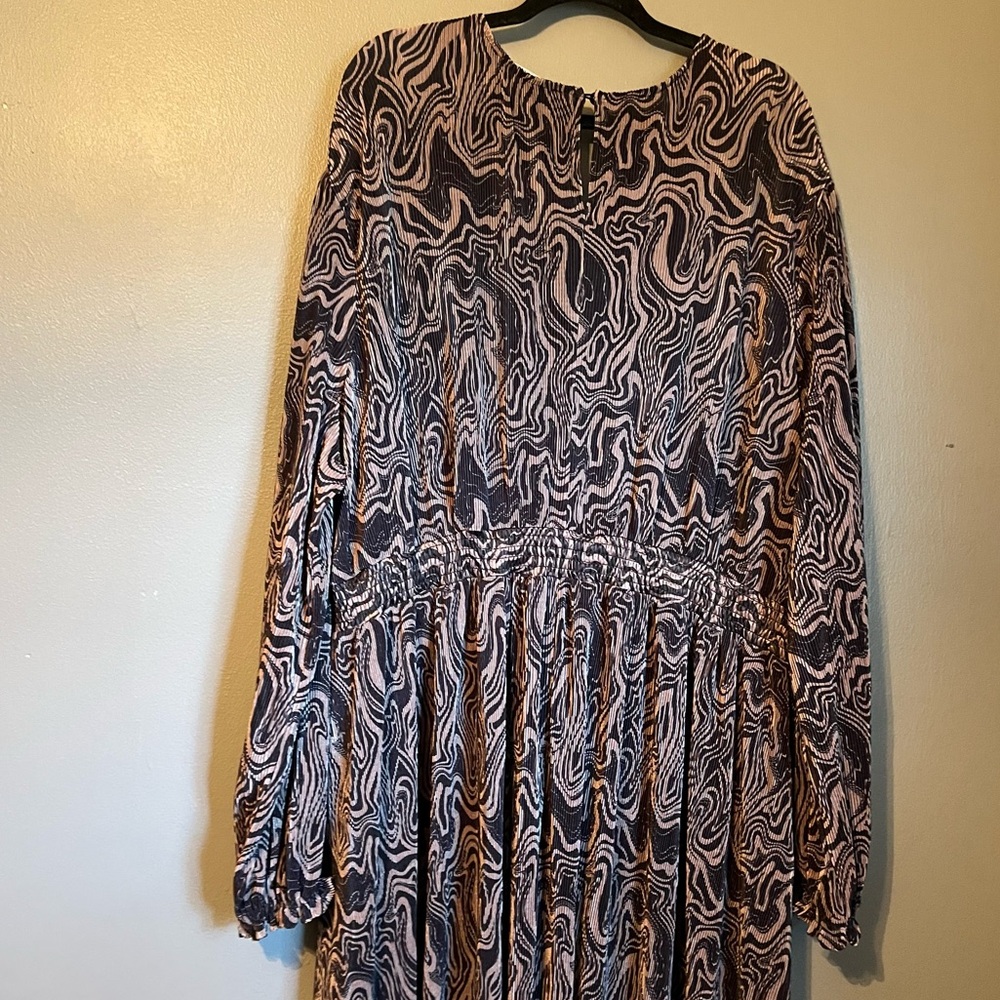 NWT Nina Parker 3X Womens Black Swirl Plus Keyhole Pleated Maxi Dress Ret $129! - Picture 15 of 16